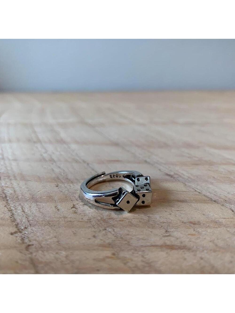 Y2k grunge vintage style Silver multi dice ring